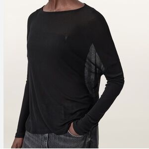 ALLSAINTS Black Long Sleeve Top with Sheer Panels